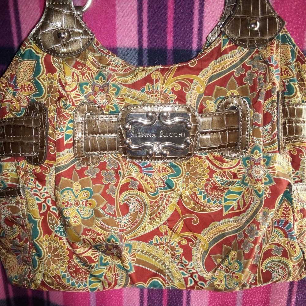 Sienna Ricchi BoHo Floral Print Handbag Satchel P… - image 4