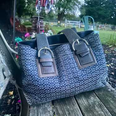 Coach blue denim satchel /tote - image 1