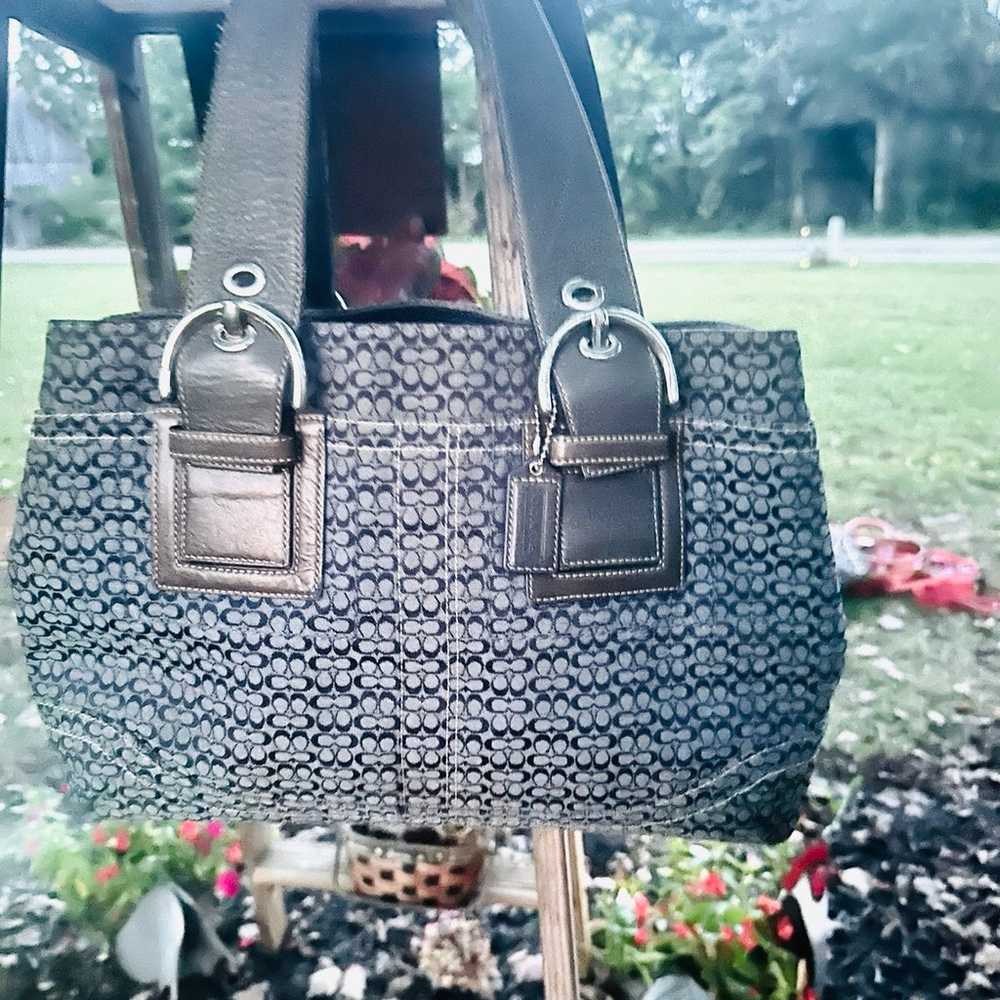 Coach blue denim satchel /tote - image 2