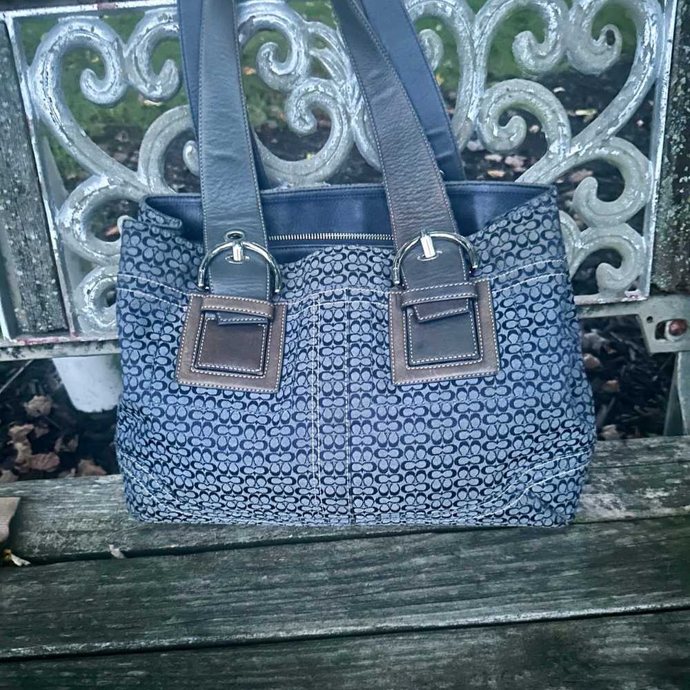 Coach blue denim satchel /tote - image 3