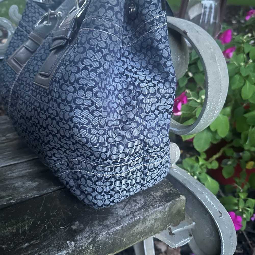 Coach blue denim satchel /tote - image 4