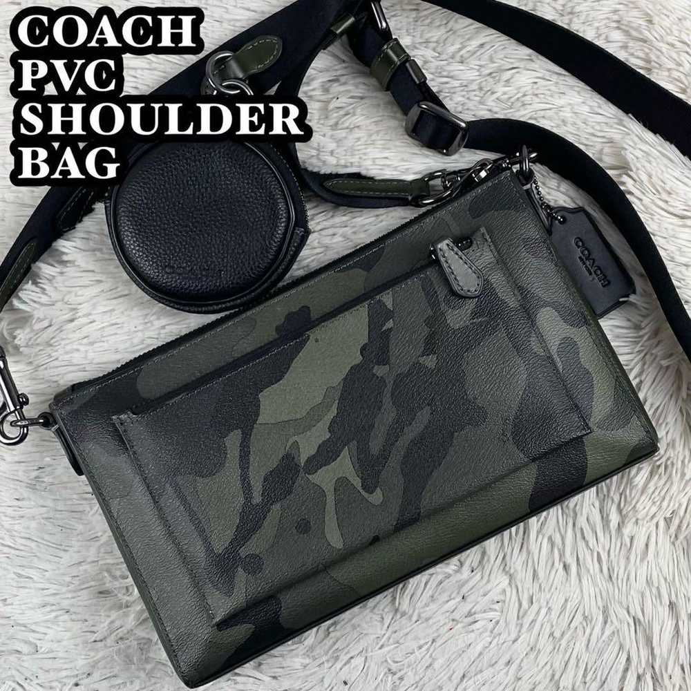 Coach Leather 2WAY Shoulder Bag with Pouch - Camo… - image 1