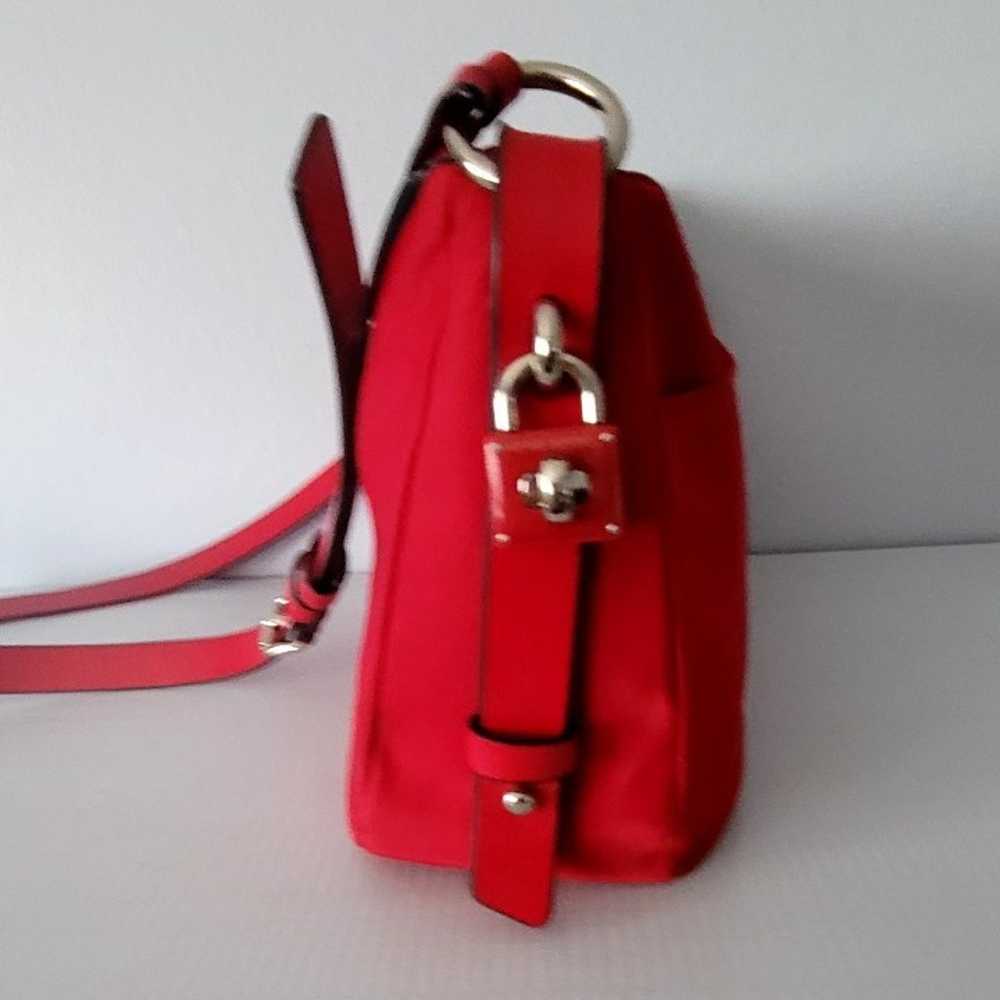 Henri Bendel Red Crossbody Nylon Leather Trim - image 3