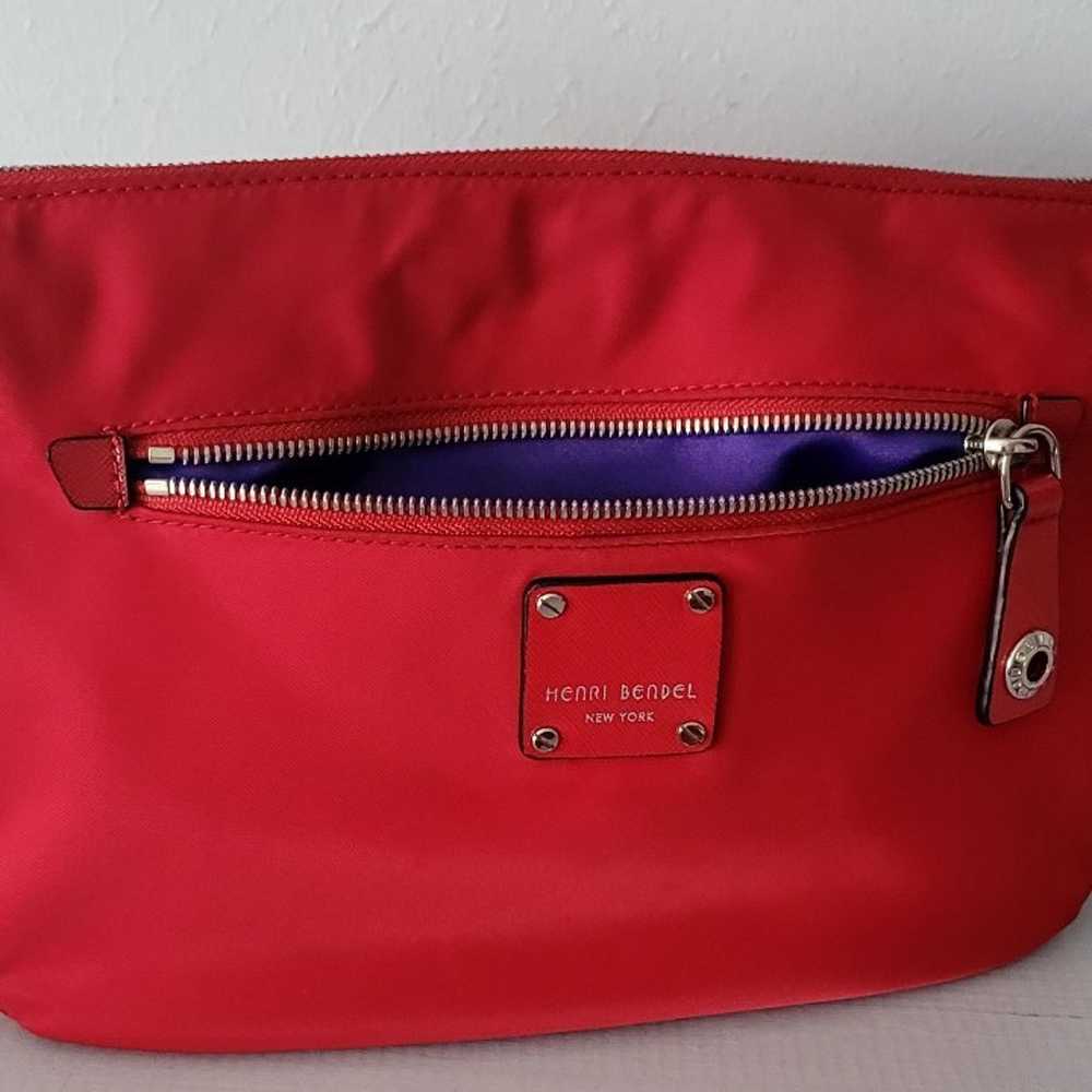 Henri Bendel Red Crossbody Nylon Leather Trim - image 7