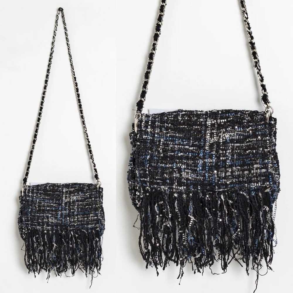 Zara TRF Trafaluc Lurex Tweed Woven Fringe Chain … - image 1