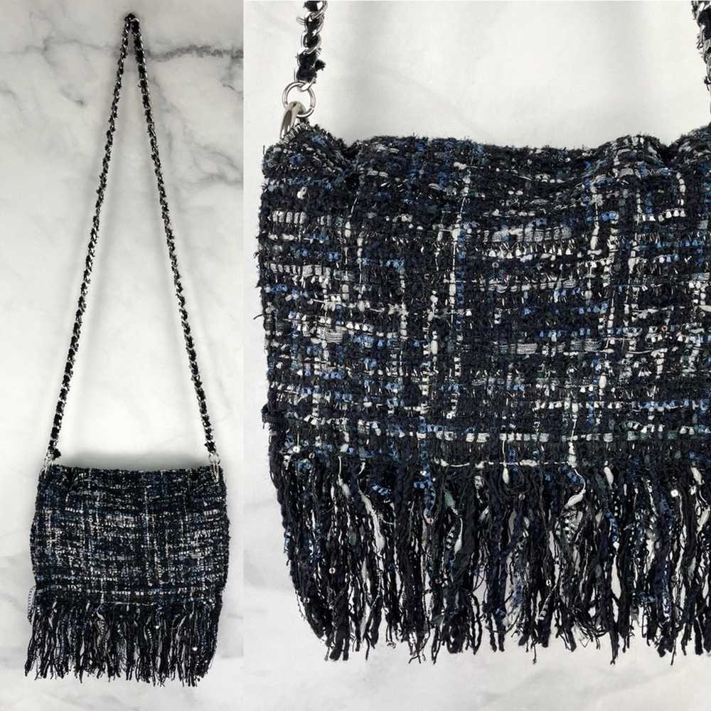 Zara TRF Trafaluc Lurex Tweed Woven Fringe Chain … - image 2