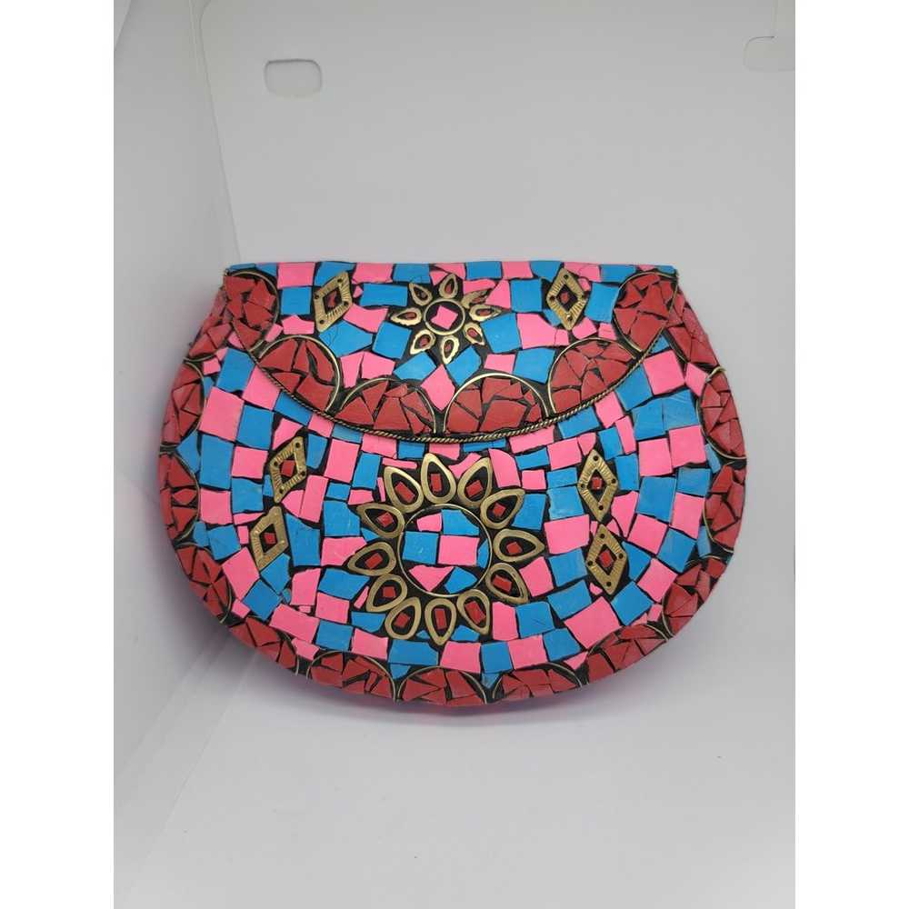 Ramla Pink Mosaic Clutch - image 1