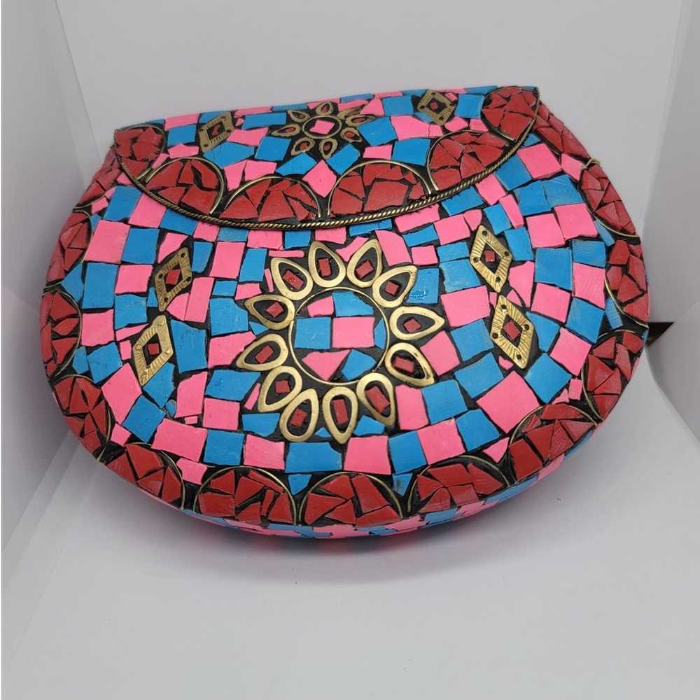 Ramla Pink Mosaic Clutch - image 3