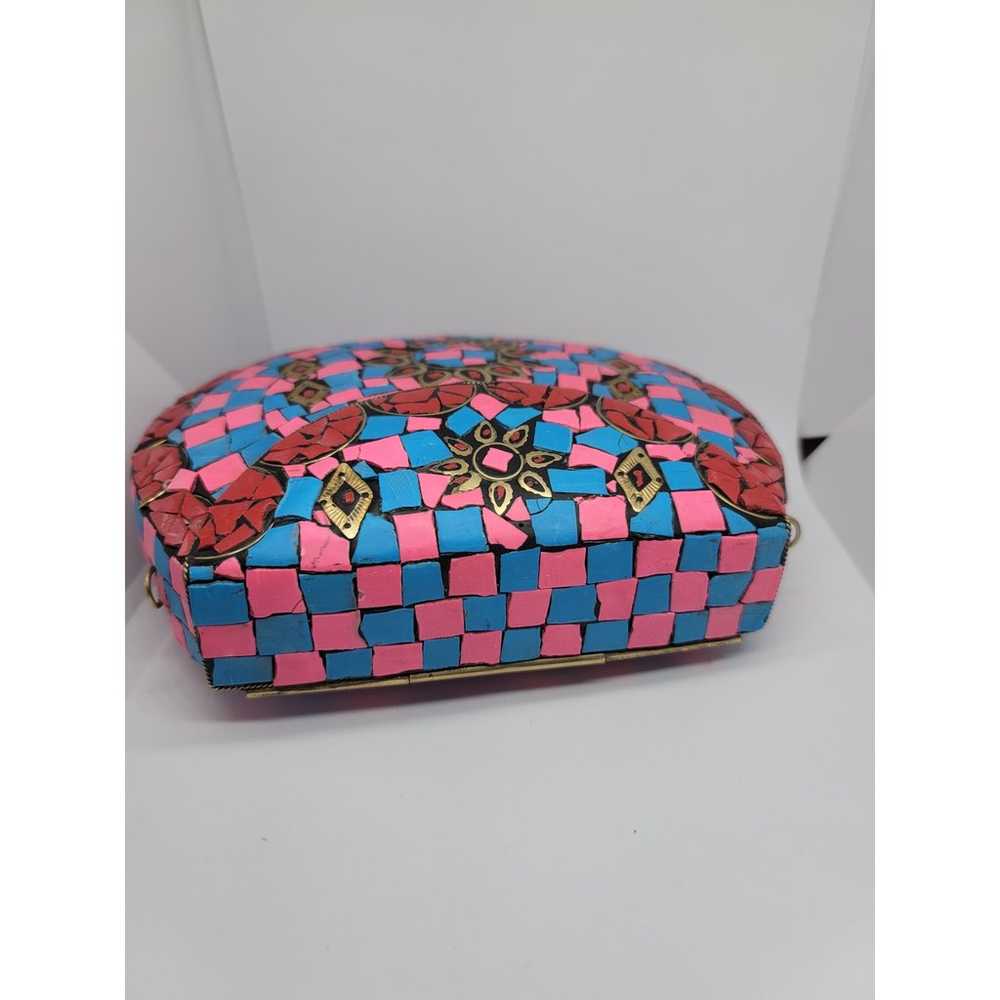 Ramla Pink Mosaic Clutch - image 4