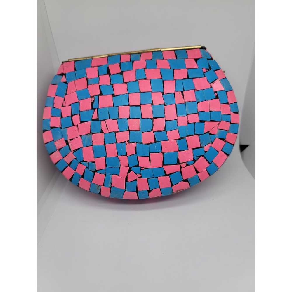 Ramla Pink Mosaic Clutch - image 5