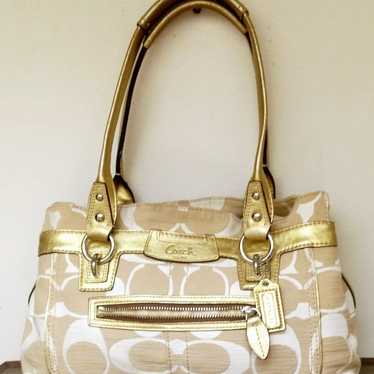 Coach Signature C Penelope Cream/Gold  Shoulder Ba