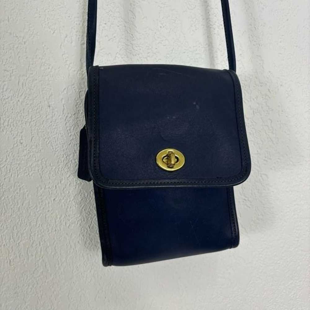 Coach Vintage Navy Blue Leather Small Scooter Bag… - image 3