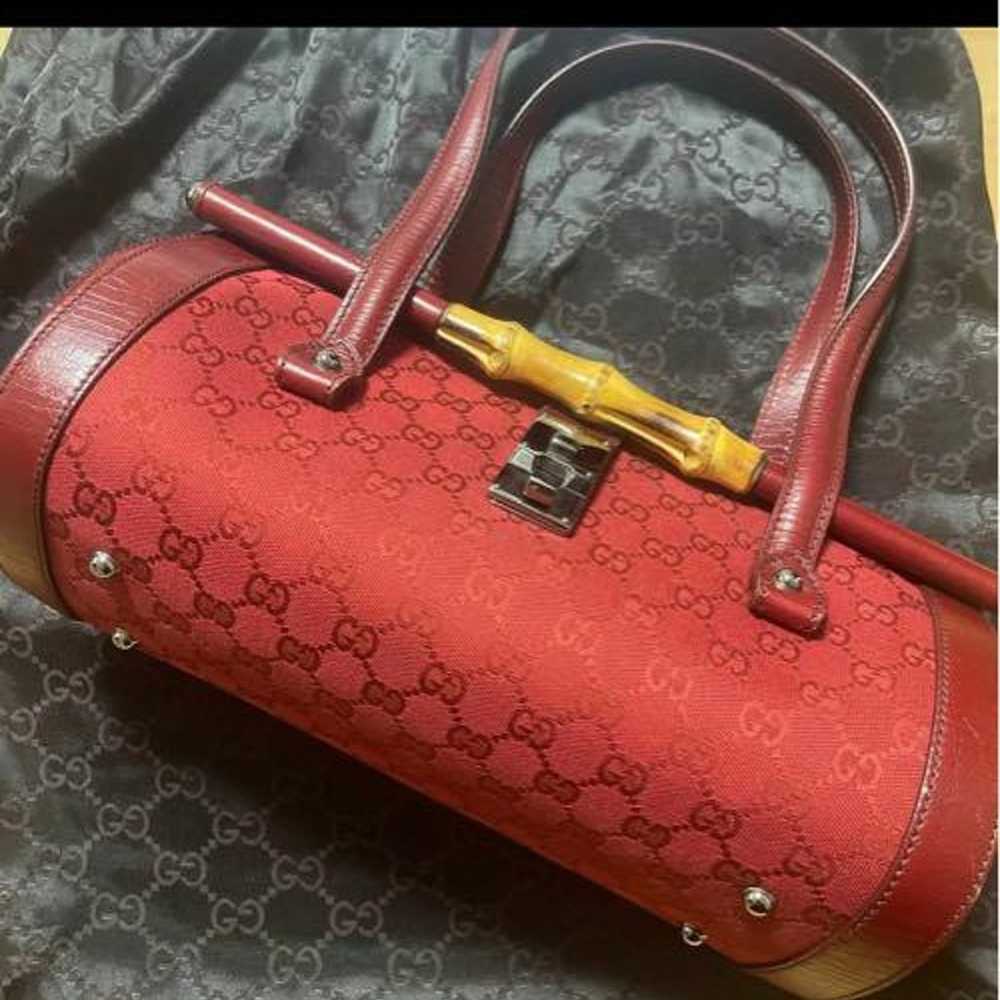 Gucci Red Boston Bag in Canvas and Leather - image 1