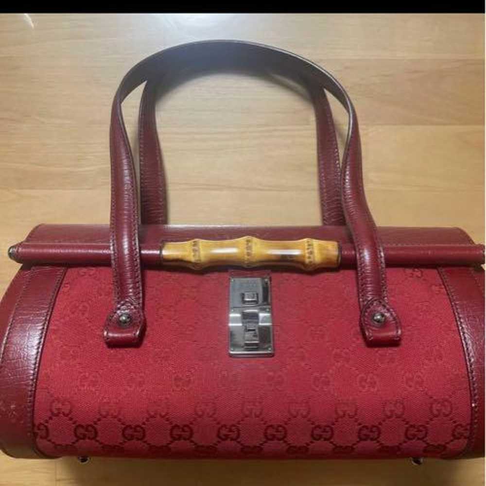 Gucci Red Boston Bag in Canvas and Leather - image 2