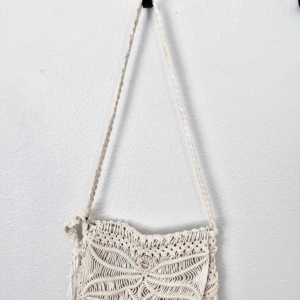 VINTAGE | Cream Ivory Macrame Crochet Knit Fringe… - image 2