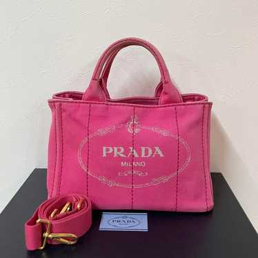 PRADA Mini Canapa 2WAY Handbag Domestic Genuine P… - image 1