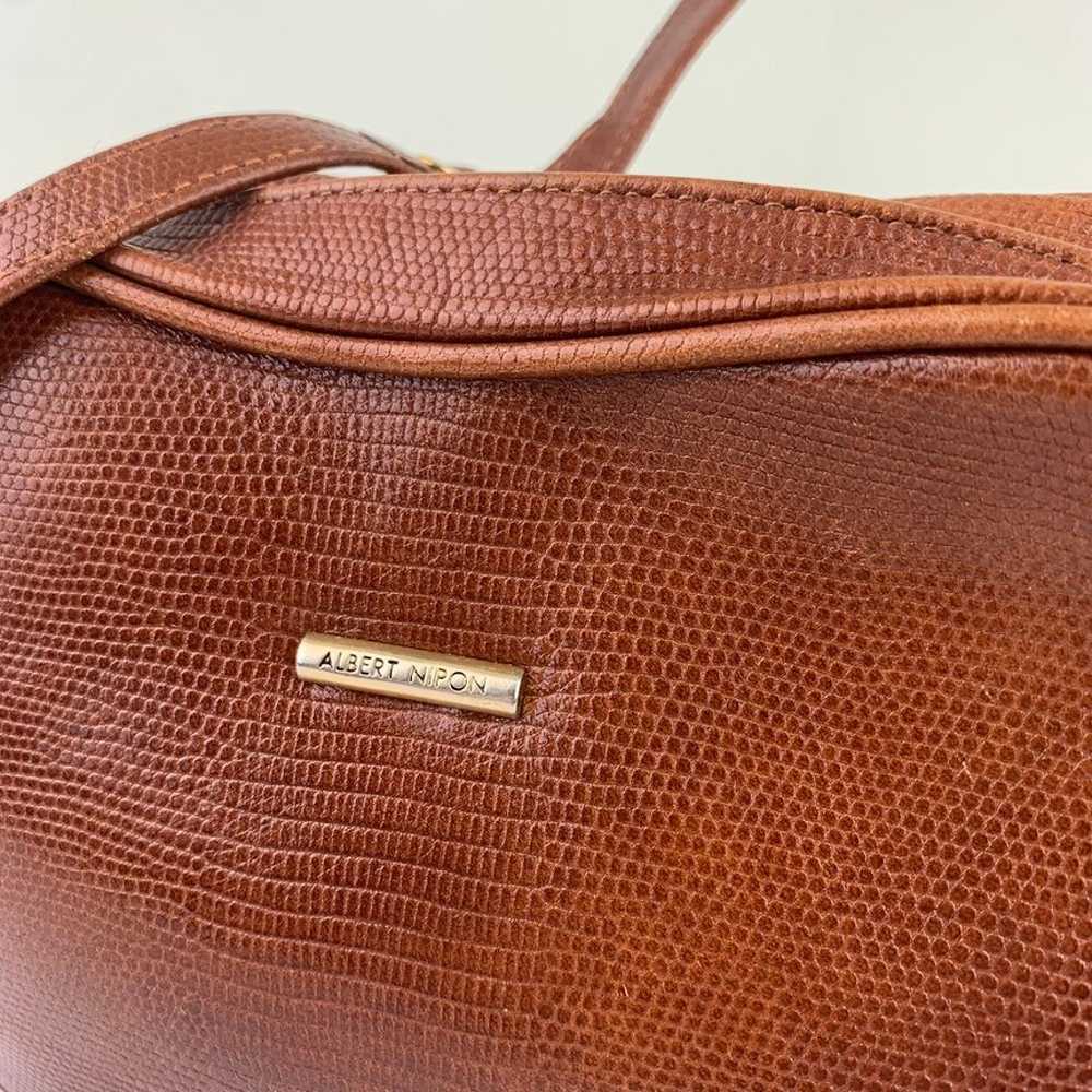 Albert Nipon brown leather crossbody bag purse Vi… - image 12