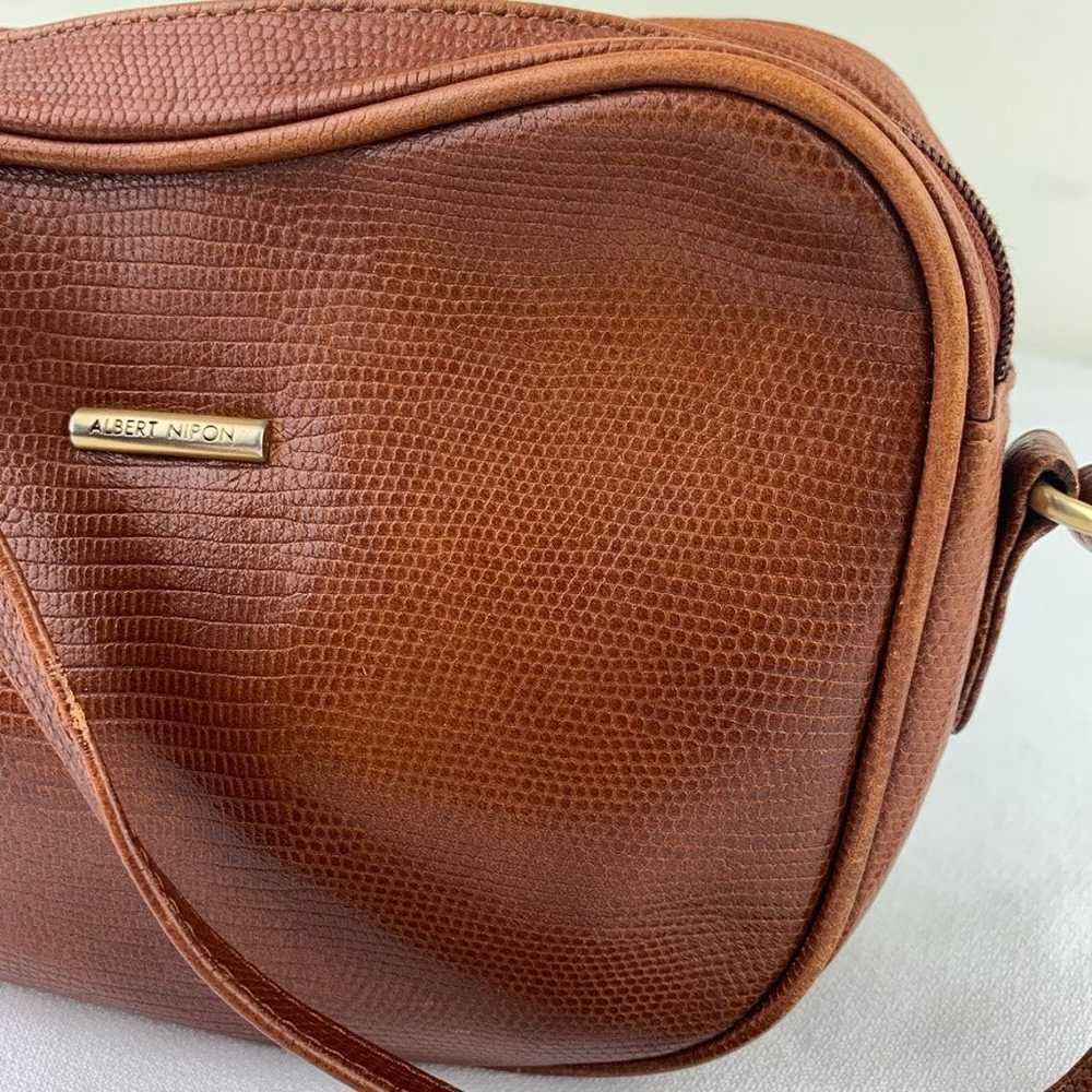 Albert Nipon brown leather crossbody bag purse Vi… - image 3