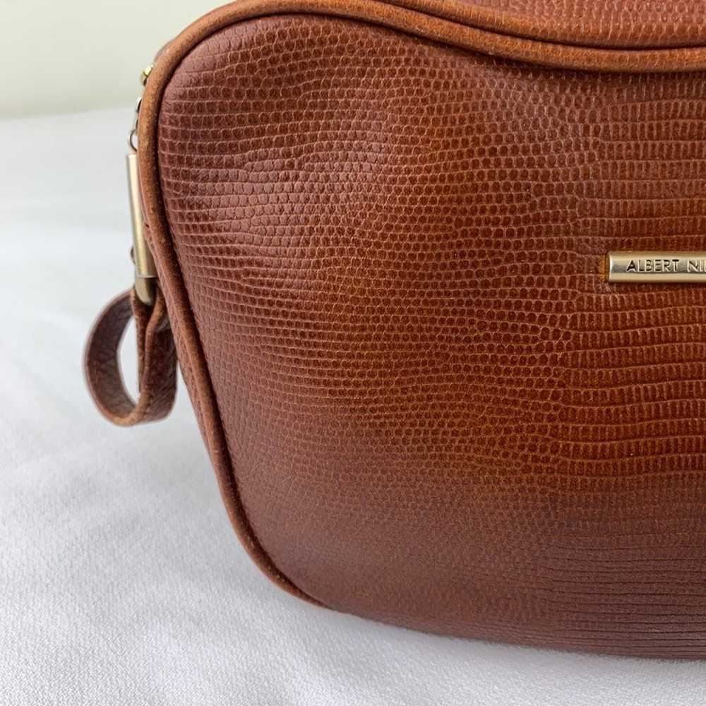 Albert Nipon brown leather crossbody bag purse Vi… - image 4