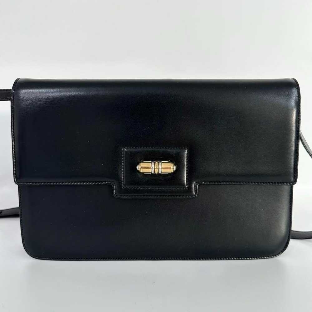 GUCCI Shoulder Bag Turn Lock Black Leather Vintage - image 1