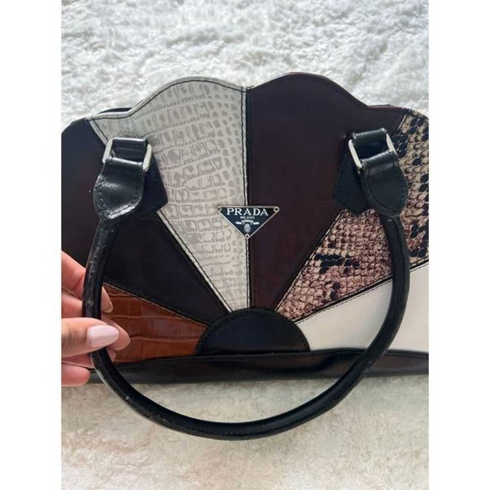 Prada Leather Seashell Brown Croc Top Handle Vint… - image 1