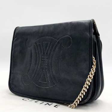 CELINE Triomphe Chain Shoulder Bag Black