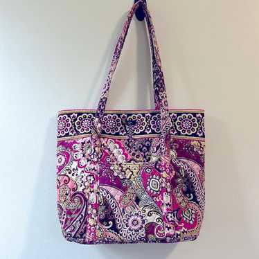 VERA BRADLEY Shoulder Bag Tote Purple Plum Pebbled Leather XL top *EUC* SO CLASSY!!