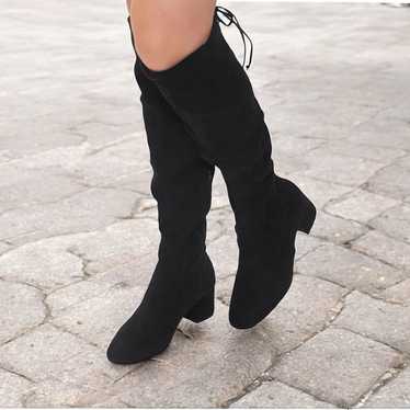 Women's Boots Faux Suede Knee-High Boots Black Ro… - image 1