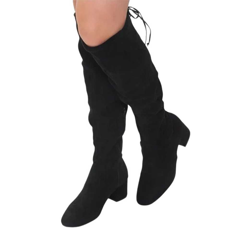 Women's Boots Faux Suede Knee-High Boots Black Ro… - image 2