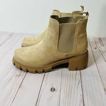 SODA Tan Lug Boots Platform Slip On