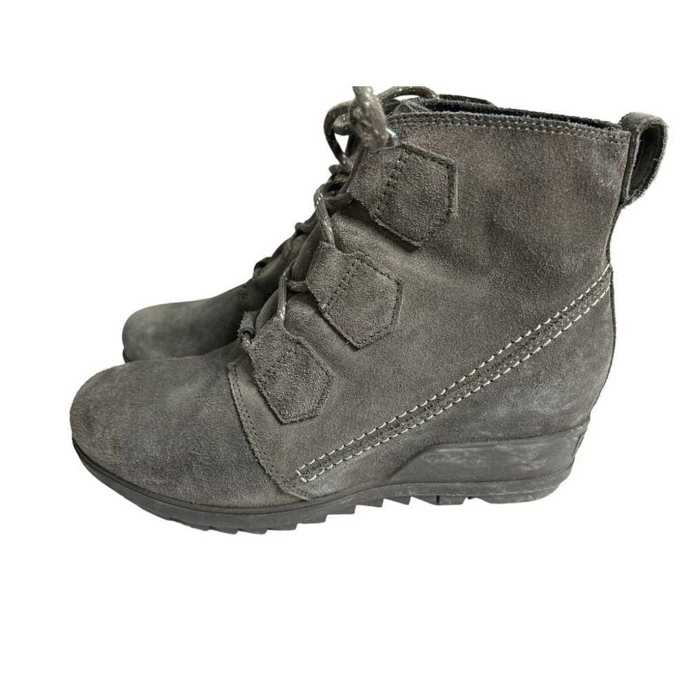 Sorel Evie Lace Wedge Ankle Boot Suede Taupe Wome… - image 2