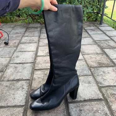 Black Leather Heel Boots - image 1