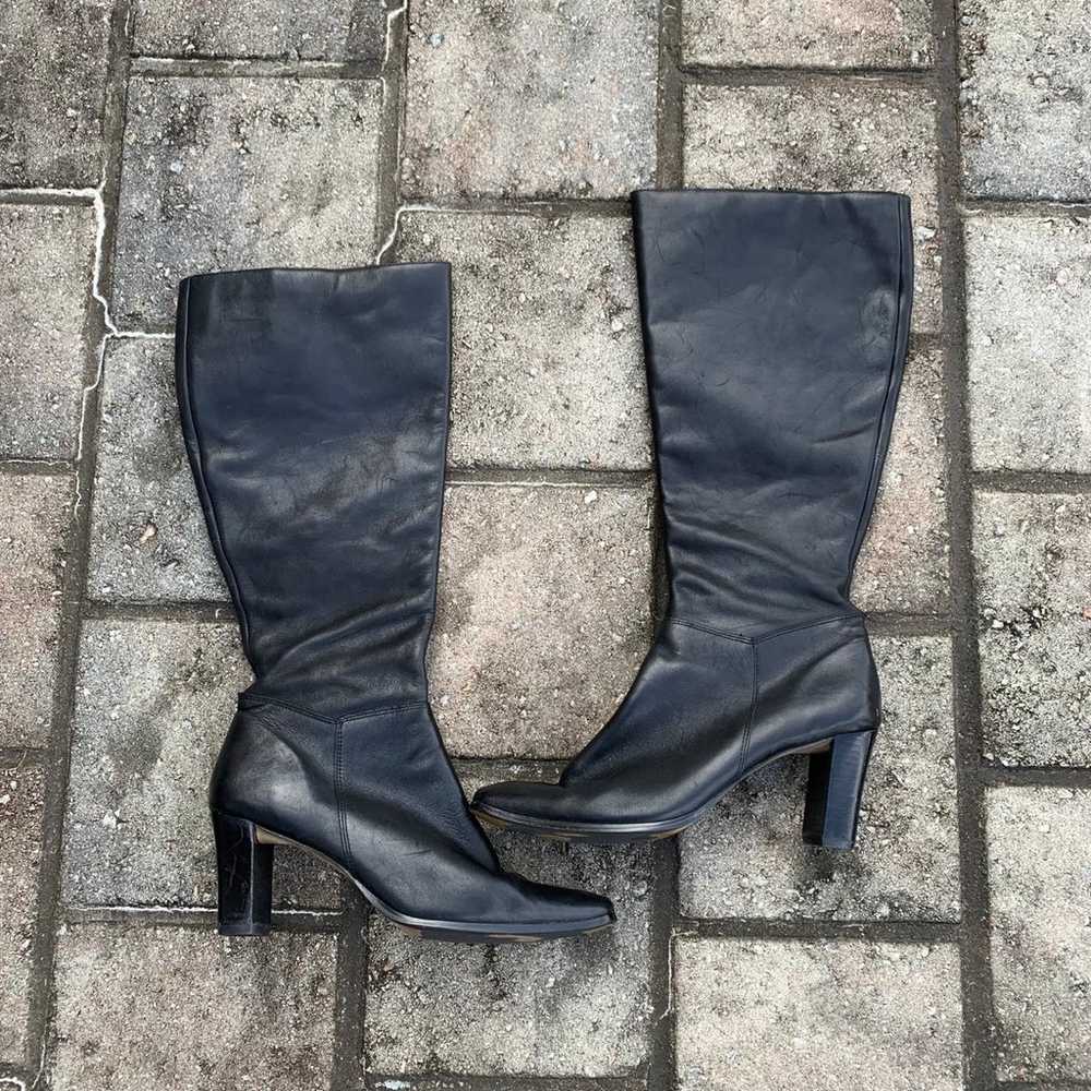 Black Leather Heel Boots - image 2