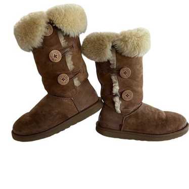 UGG Australia Bailey Button Triplet Tan Suede and 