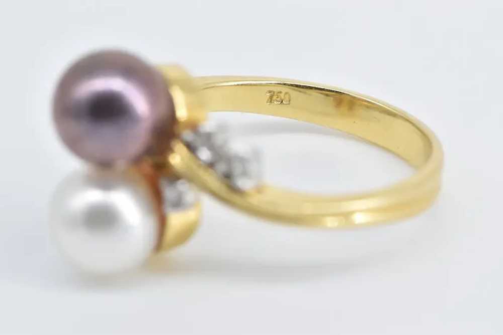 18K Vintage Pearl Diamond Freeform Bypass Ring Si… - image 3