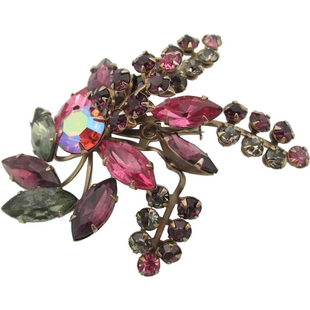 Vintage Beaujewels Pink and Purple Rhinestone Spr… - image 1