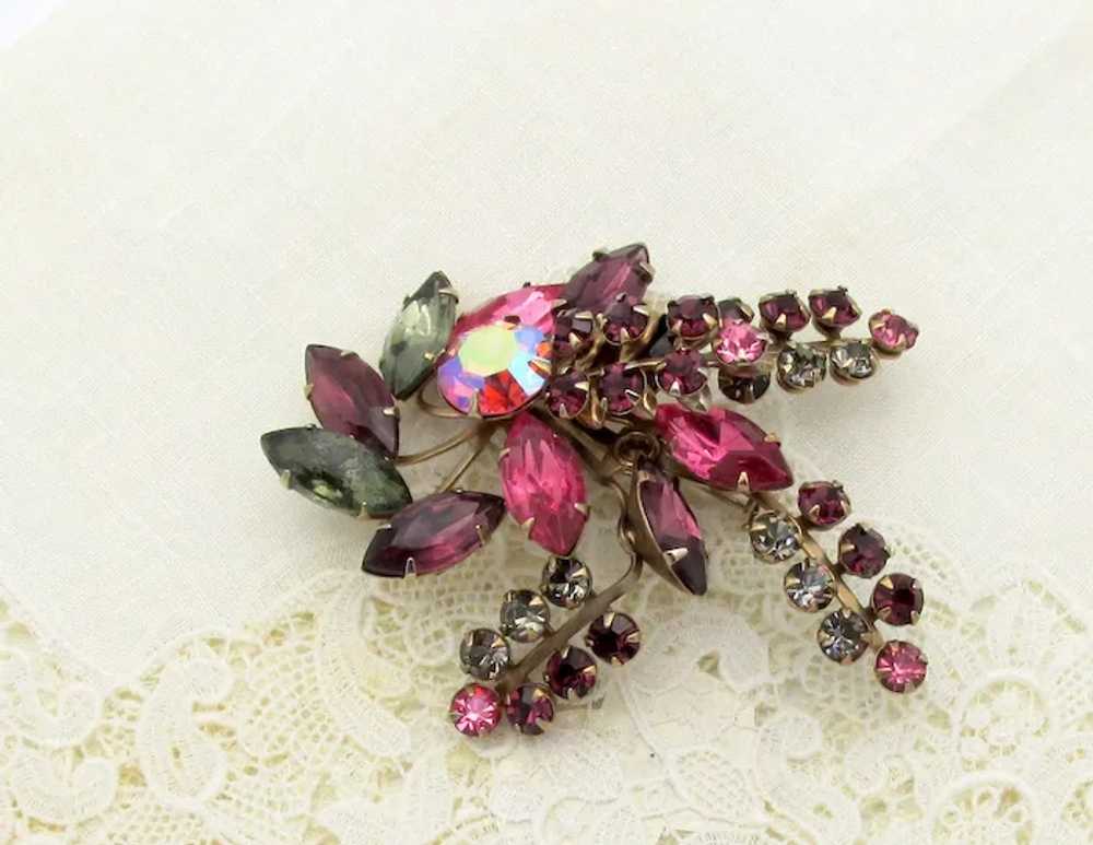 Vintage Beaujewels Pink and Purple Rhinestone Spr… - image 2