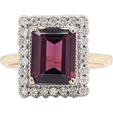 2.8ct Raspberry Garnet Ring w Earth Mined Diamond… - image 1