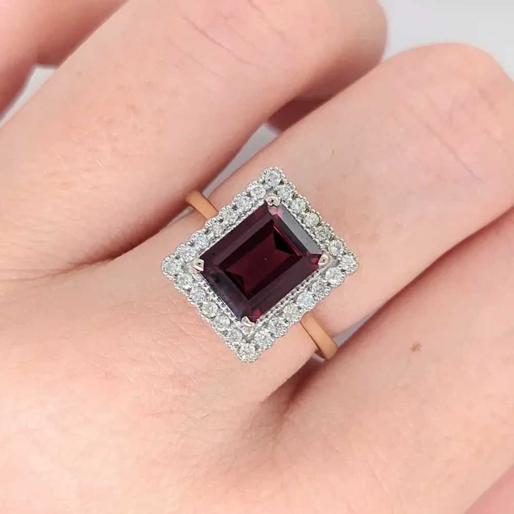 2.8ct Raspberry Garnet Ring w Earth Mined Diamond… - image 5