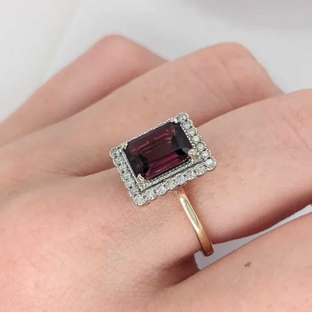 2.8ct Raspberry Garnet Ring w Earth Mined Diamond… - image 6