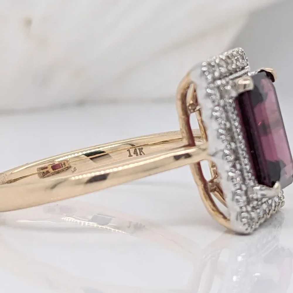 2.8ct Raspberry Garnet Ring w Earth Mined Diamond… - image 9