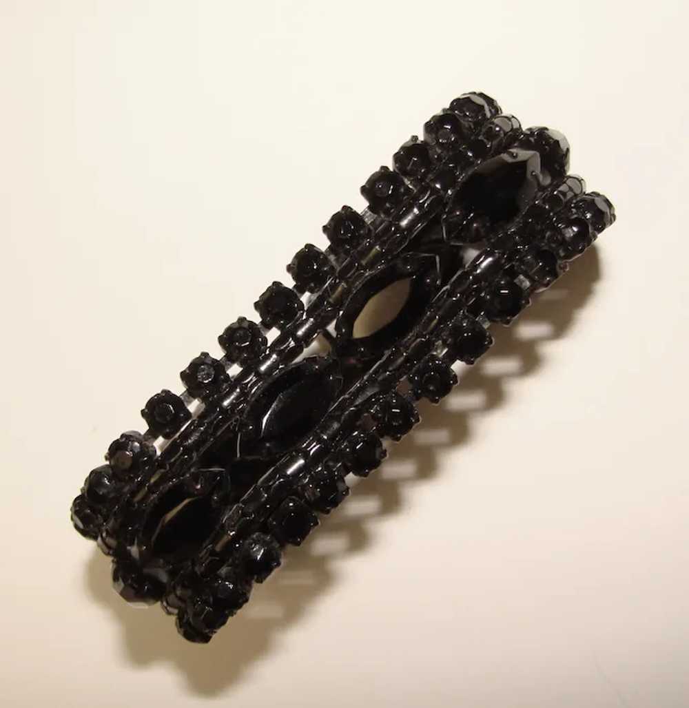 Fabulous BLACK Navette Rhinestone Vintage Bracelet - image 2