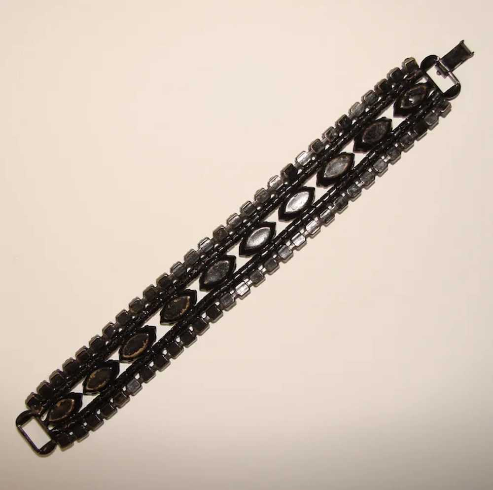 Fabulous BLACK Navette Rhinestone Vintage Bracelet - image 4