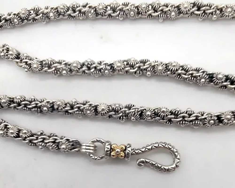 Barbara Bixby 18K Gold & Sterling Flower Chain 18" - image 3