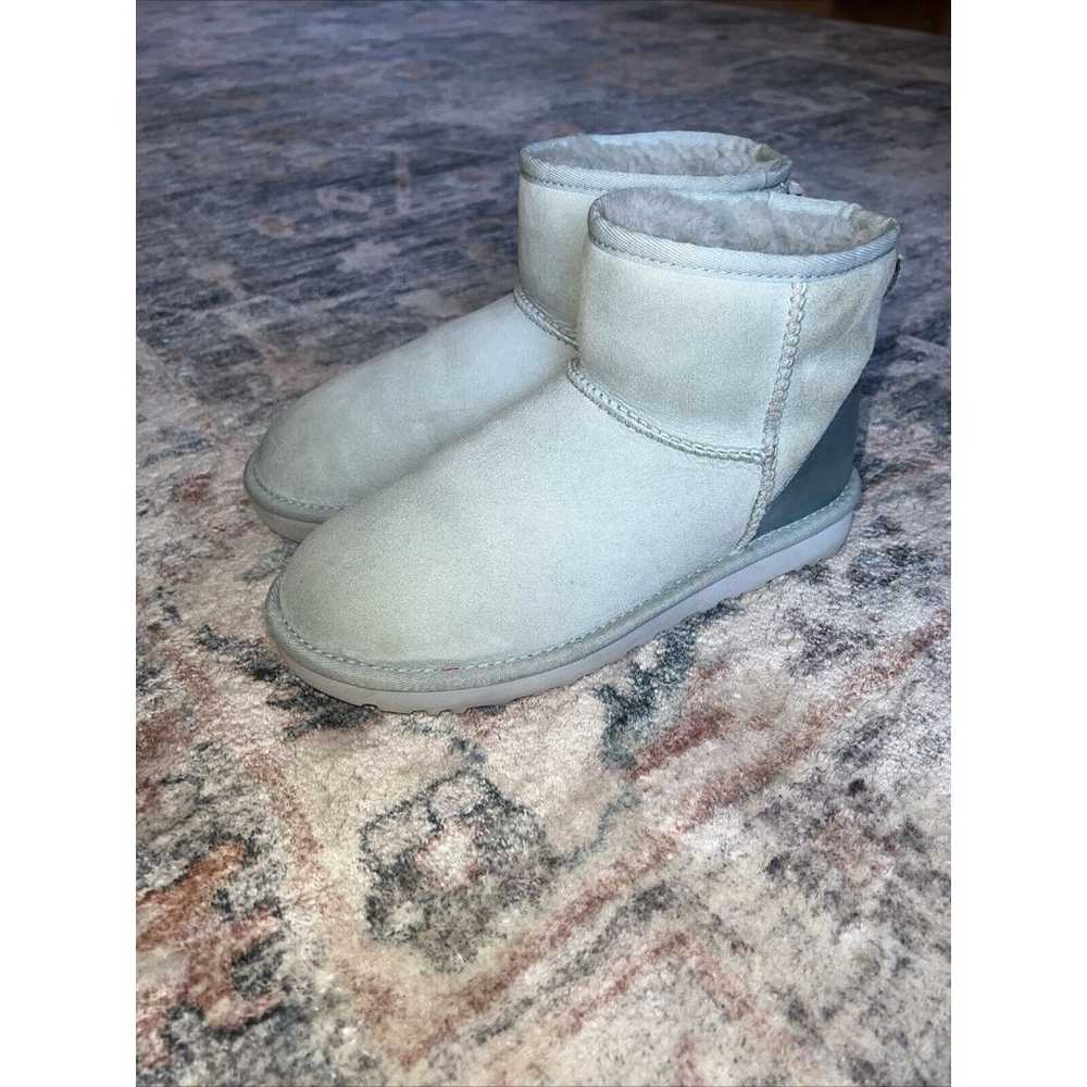 UGG Boots Sz 7 Classic Mini Metallic Iceberg Sued… - image 10