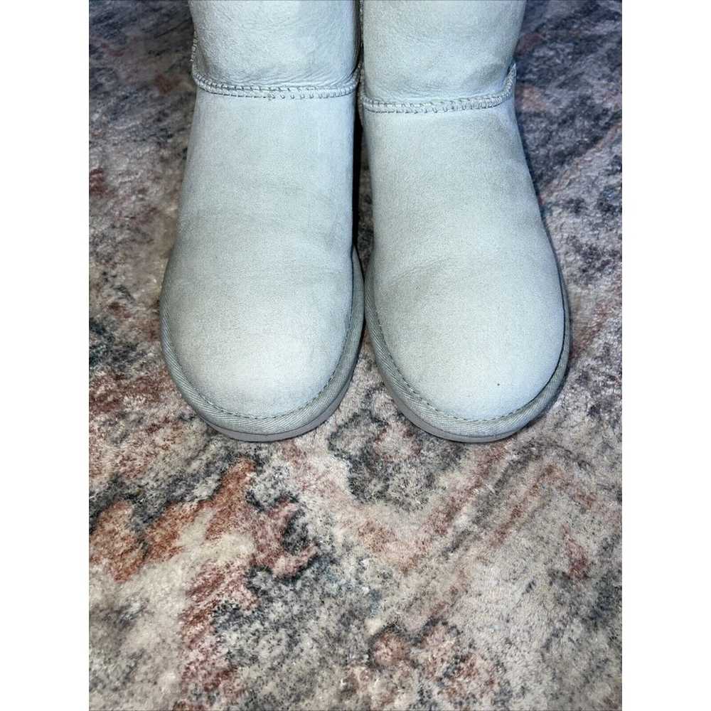 UGG Boots Sz 7 Classic Mini Metallic Iceberg Sued… - image 12