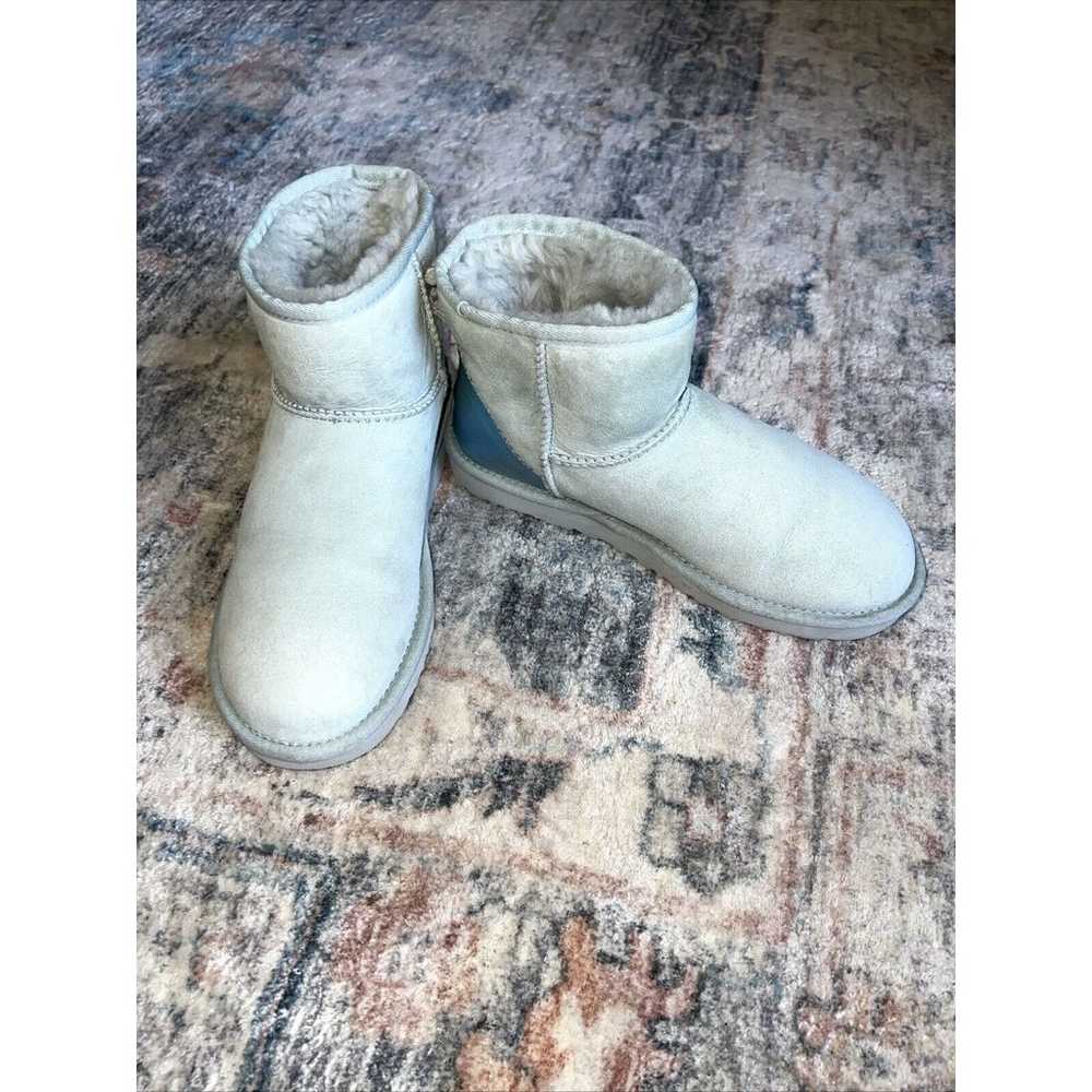 UGG Boots Sz 7 Classic Mini Metallic Iceberg Sued… - image 1