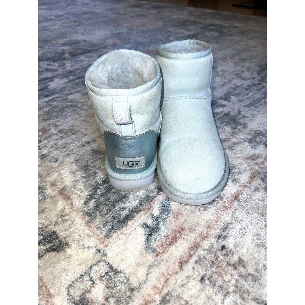 UGG Boots Sz 7 Classic Mini Metallic Iceberg Sued… - image 4