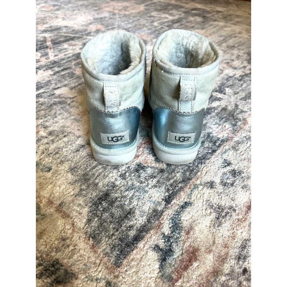 UGG Boots Sz 7 Classic Mini Metallic Iceberg Sued… - image 7