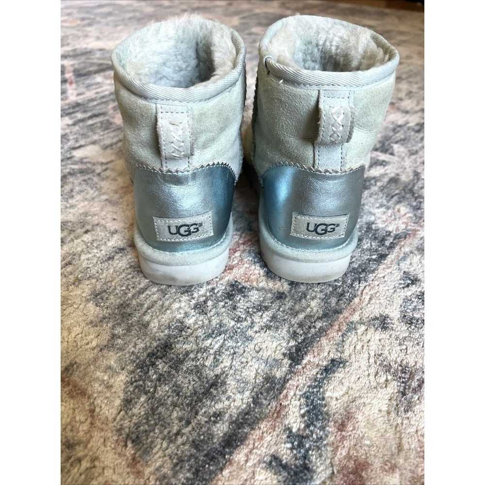 UGG Boots Sz 7 Classic Mini Metallic Iceberg Sued… - image 8